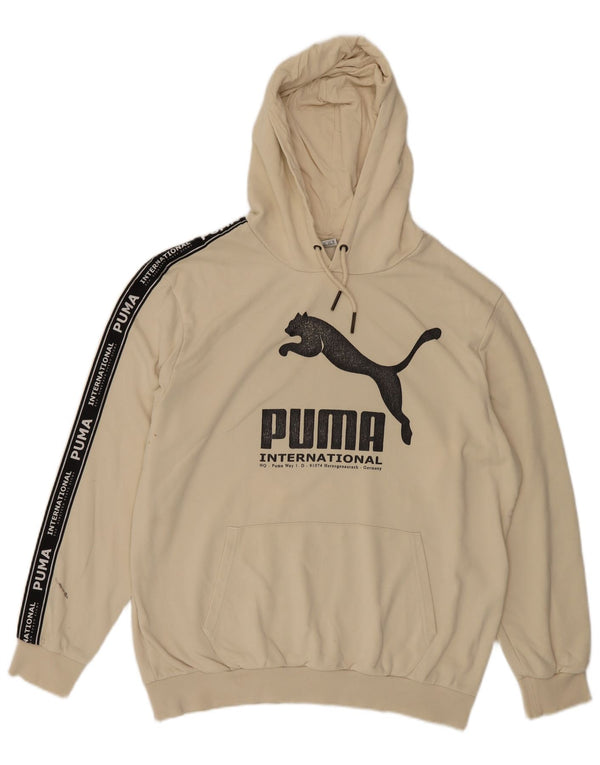 Puma Mens Graphic Loose Fit Hoodie Jumper Medium Off White Colourblock