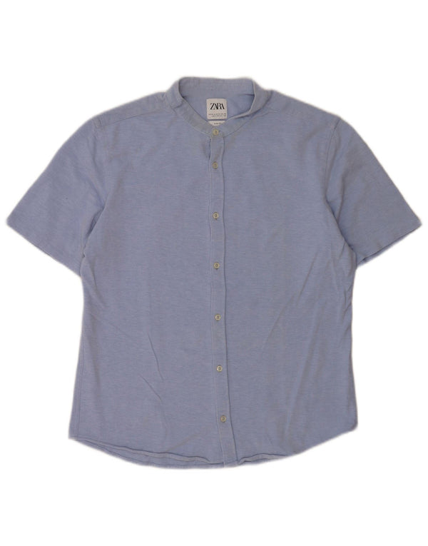 Cămașă Slim Fit cu mânecă scurtă pentru bărbați Zara, albastru mediu