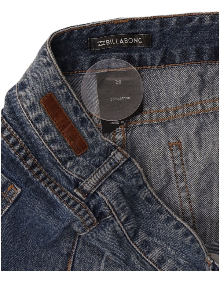 Billabong Damen Distressed Denim Shorts W28 Mittelblaue Baumwolle