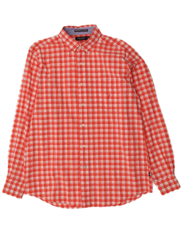 Nautica Herreskjorte Medium Rød Gingham Bomuld