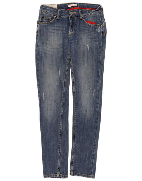 Liu Jo Womens Distressed Slim Jeans W29 L31 Blue Cotton