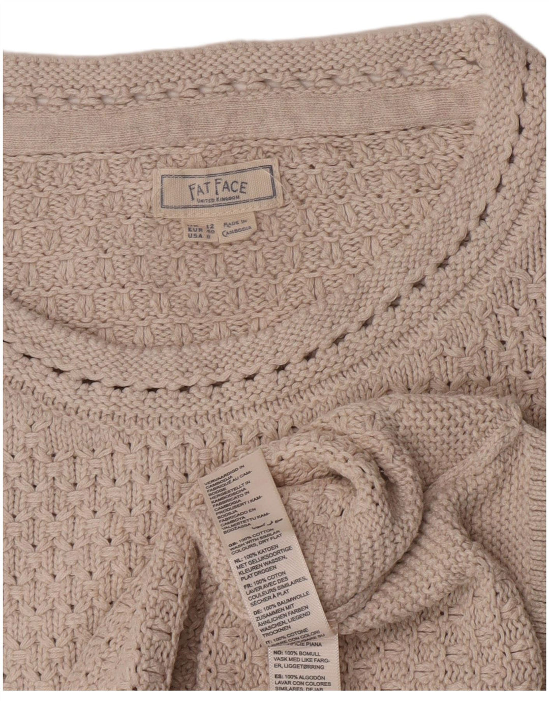 Fat Face Womens Boat Neck Jumper Sweater UK 12 Medium Grey Cotton