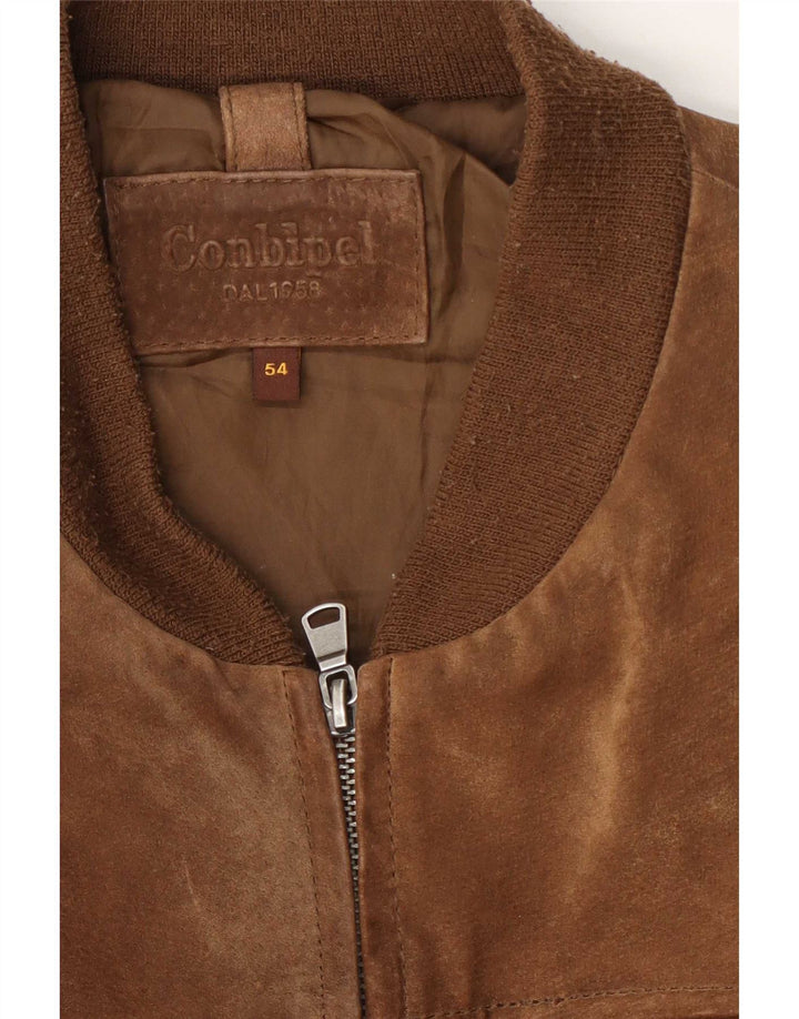 Conbipel Mens Suede Bomber Jacket IT 54 XL Brown