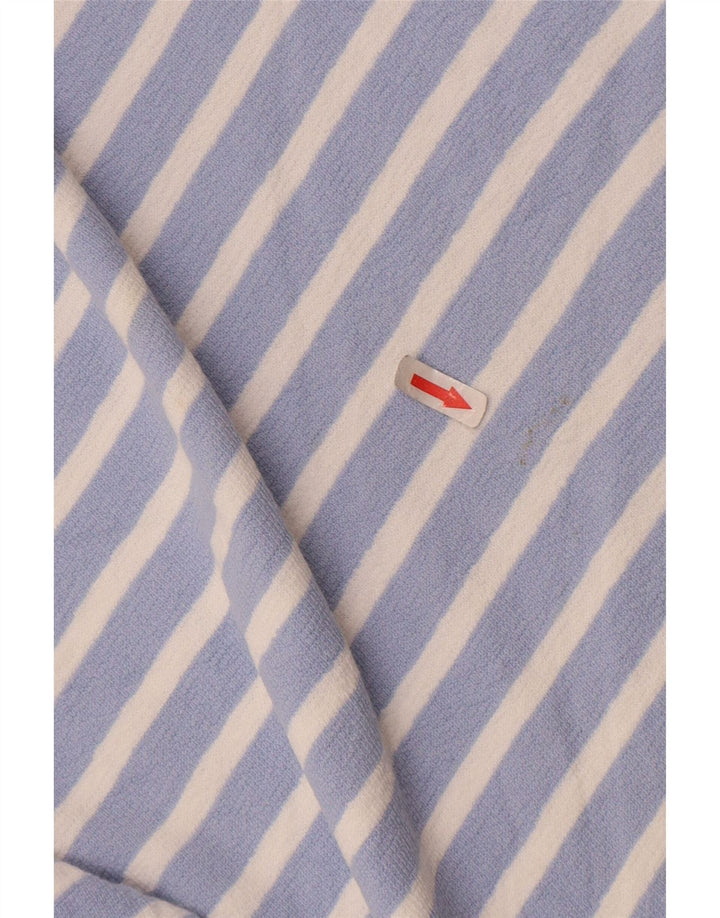 Marks & Spencer Womens Top Long Sleeve UK 16 Large  Blue Striped Cotton