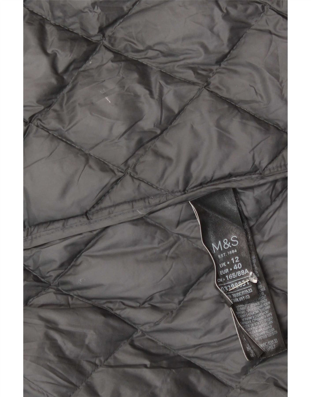 Sobretudo acolchoado feminino Marks & Spencer UK 12 poliamida cinza médio