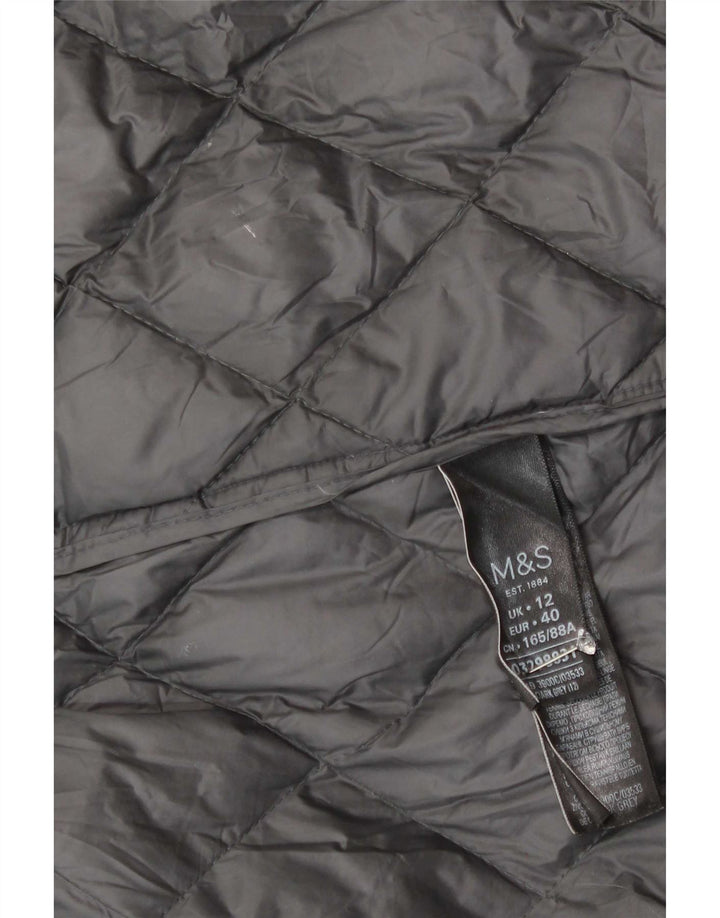 Sobretudo acolchoado feminino Marks & Spencer UK 12 poliamida cinza médio