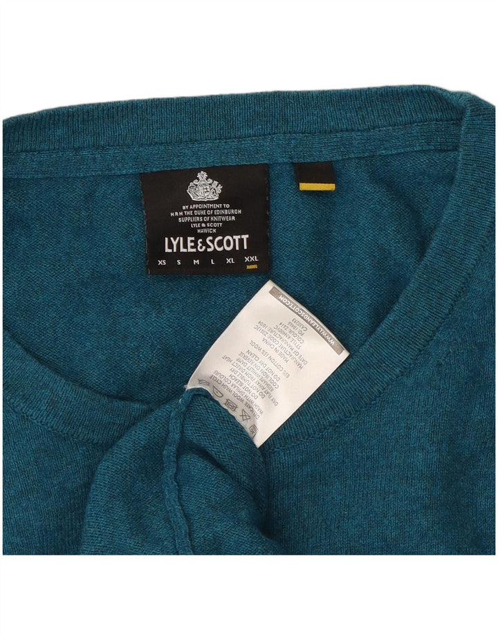 Lyle & Scott Mens Crew Neck Jumper Sweater 2XL Blue Cotton