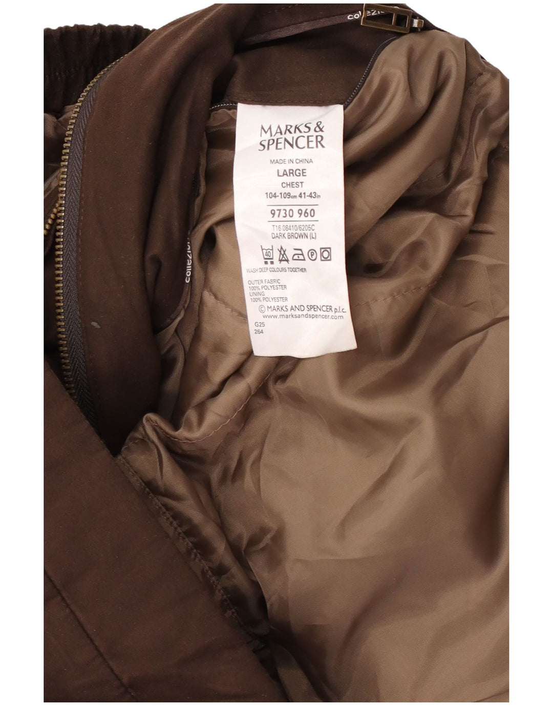 Marks & Spencer Herren Bomberjacke UK 40 Large Braun Polyester