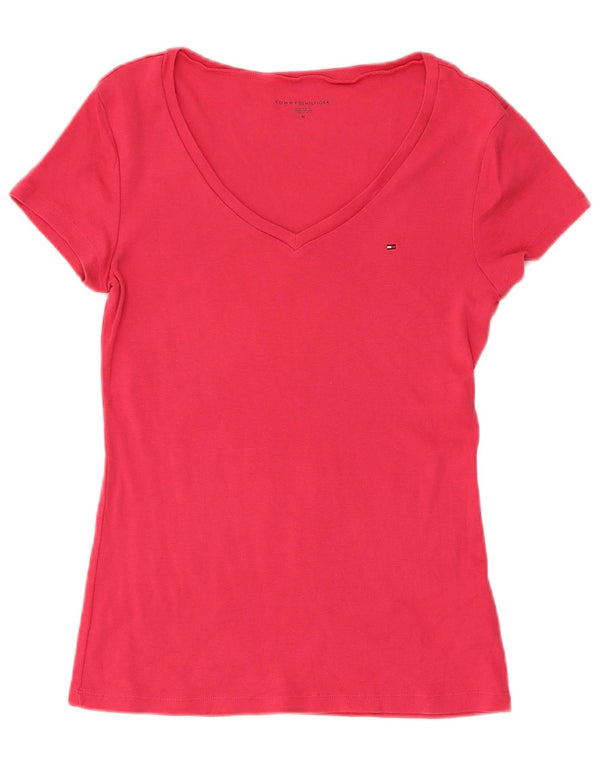 Tommy Hilfiger Kortærmet Slim Fit T-Shirt Top til kvinder DK 12 Medium Rød