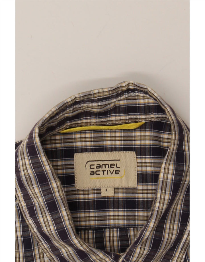 CAMEL ACTIVE Mens Flannel Shirt Large Navy Blue Check Cotton Vintage Camel Active and Second-Hand Camel Active from Messina Hembry 