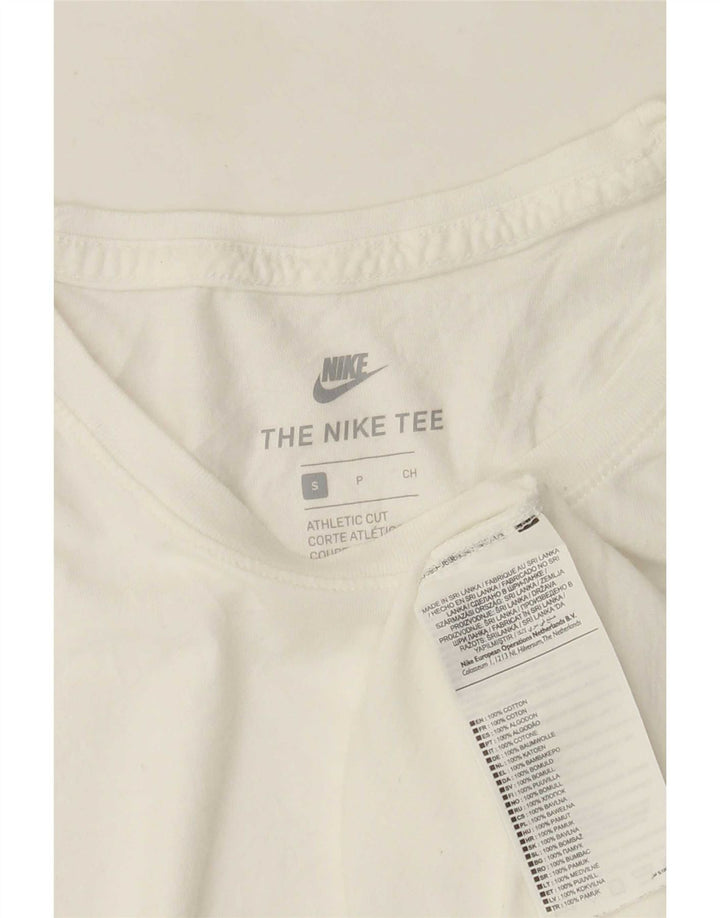 Nike T-shirt med atletisk snit til mænd, lille hvid bomuld