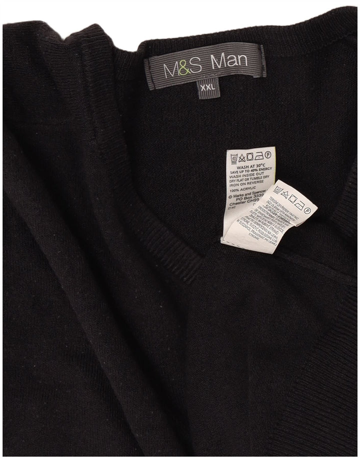 Marks & Spencer Mens V-Neck Jumper Sweater 2XL Navy Blue Acrylic