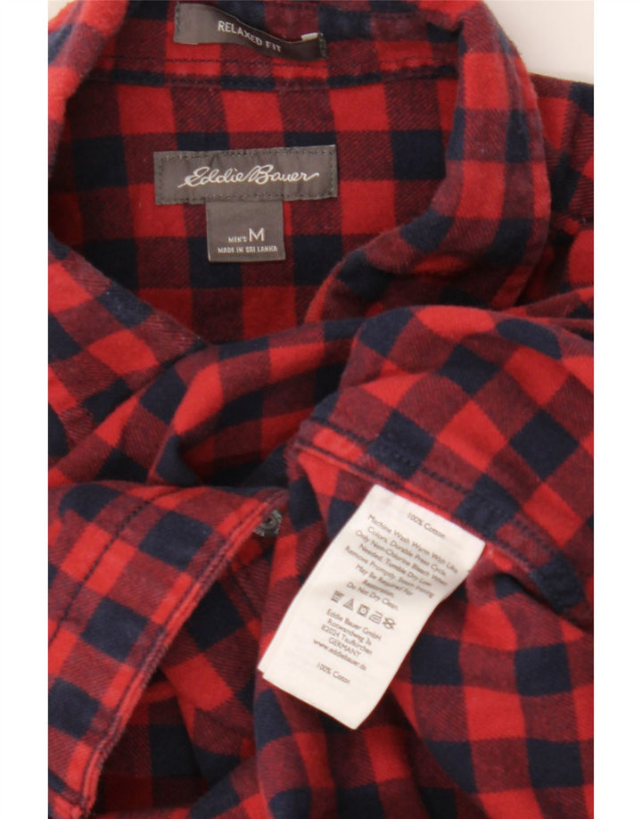 EDDIE BAUER Mens Relaxed Fit Flannel Shirt Medium Red Check Cotton Vintage Eddie Bauer and Second-Hand Eddie Bauer from Messina Hembry 