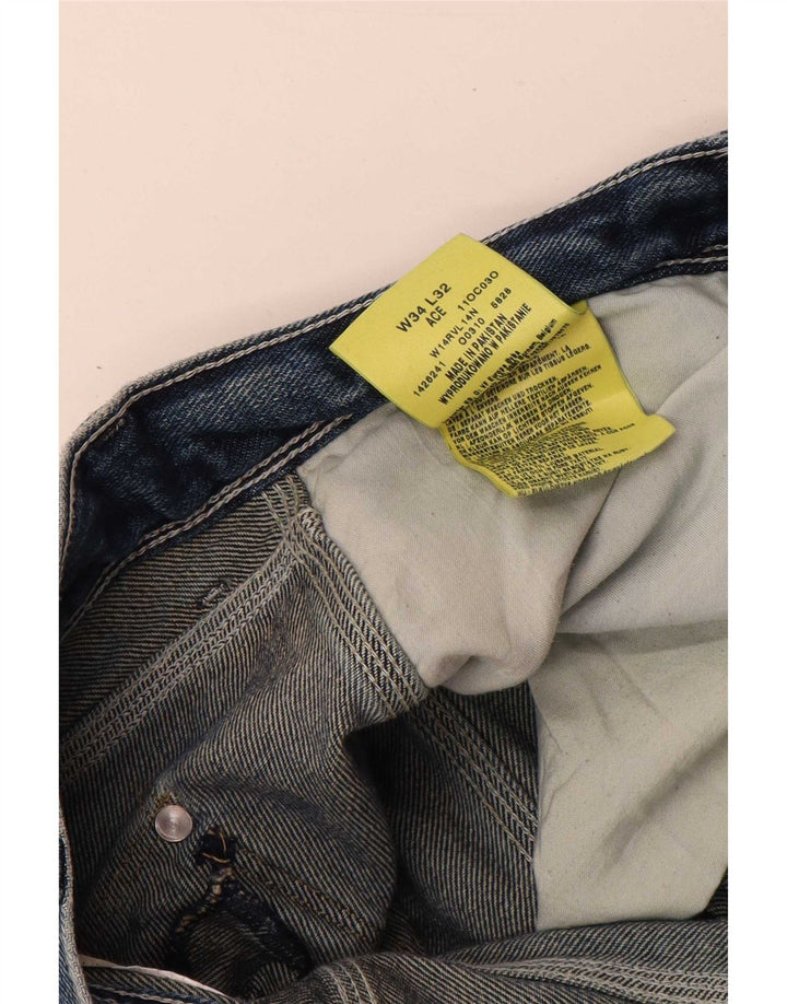 Wrangler Mens Ace Straight Jeans W34 L32 Blue Cotton