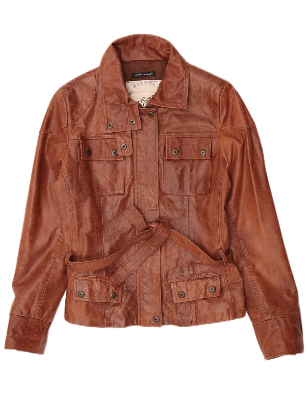 Giacca in pelle da donna A. Raspini UK 12 Pelle marrone medio