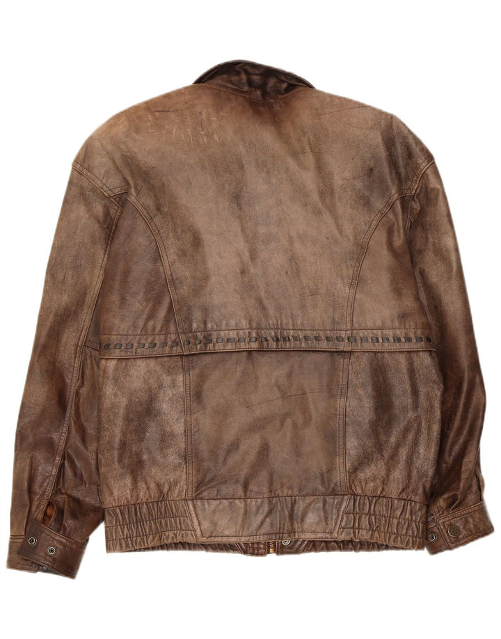 Vintage Bomber læderjakke til mænd EU 48 medium brunt læder