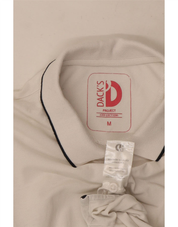 Dack's Womens Polo Shirt UK 12 Medium White Cotton