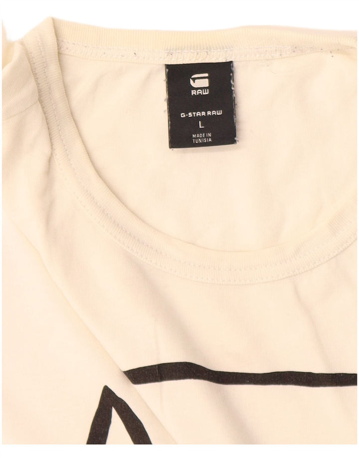 G-Star Mens Graphic T-Shirt Top Large White Cotton