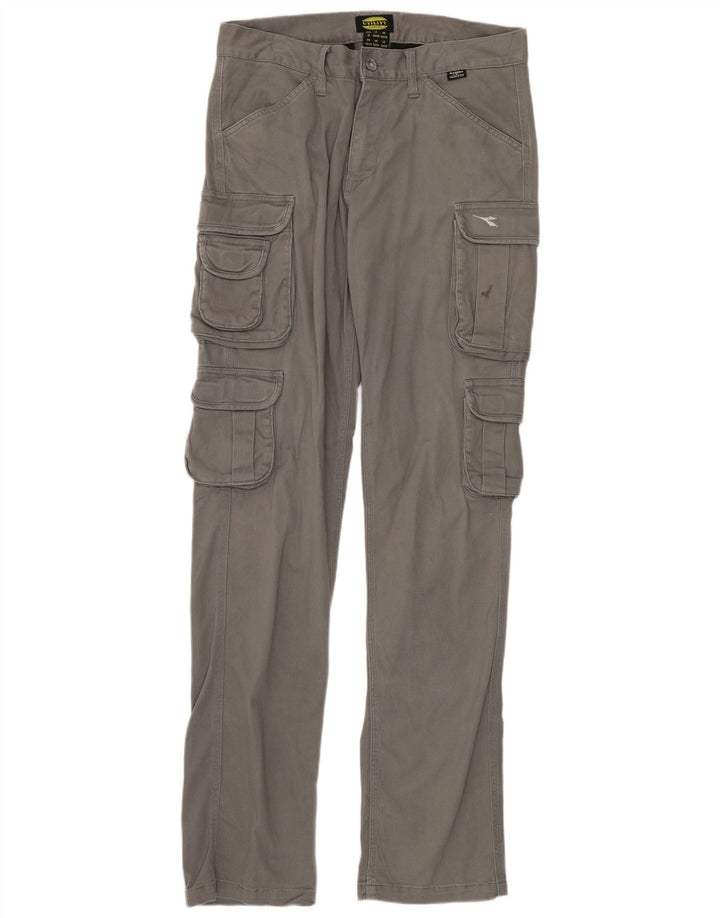 DIADORA Mens Slim Cargo Trousers W32 L34 Grey Cotton