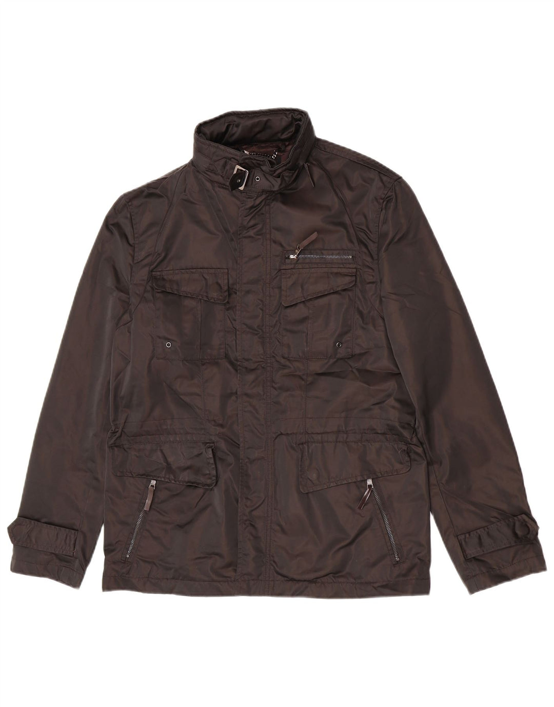 Zara Herre Hooded Utility Jacket UK 38 Medium Brown