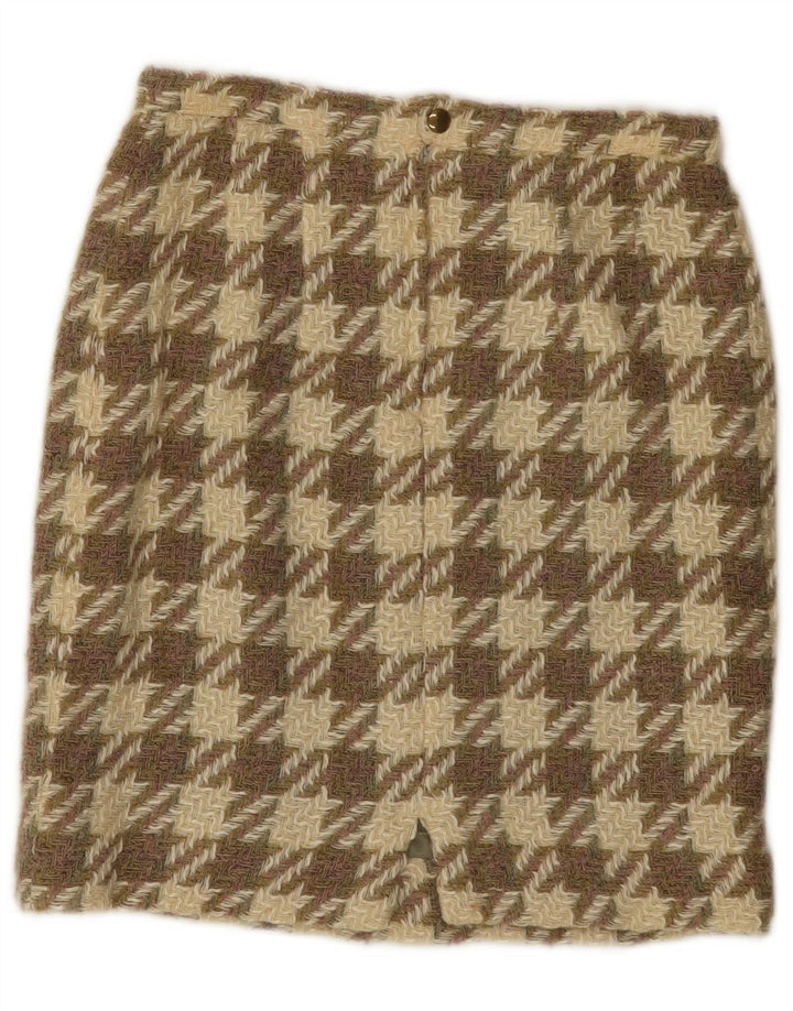 Vintage Womens Knit Skirt W26 Small Brown Houndstooth