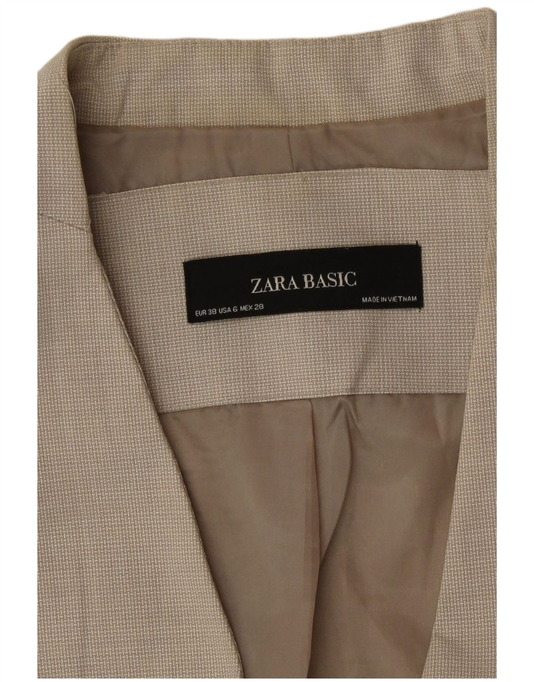 Giacca blazer a 1 bottone da donna Zara EU 38 piccolo pied de poule beige