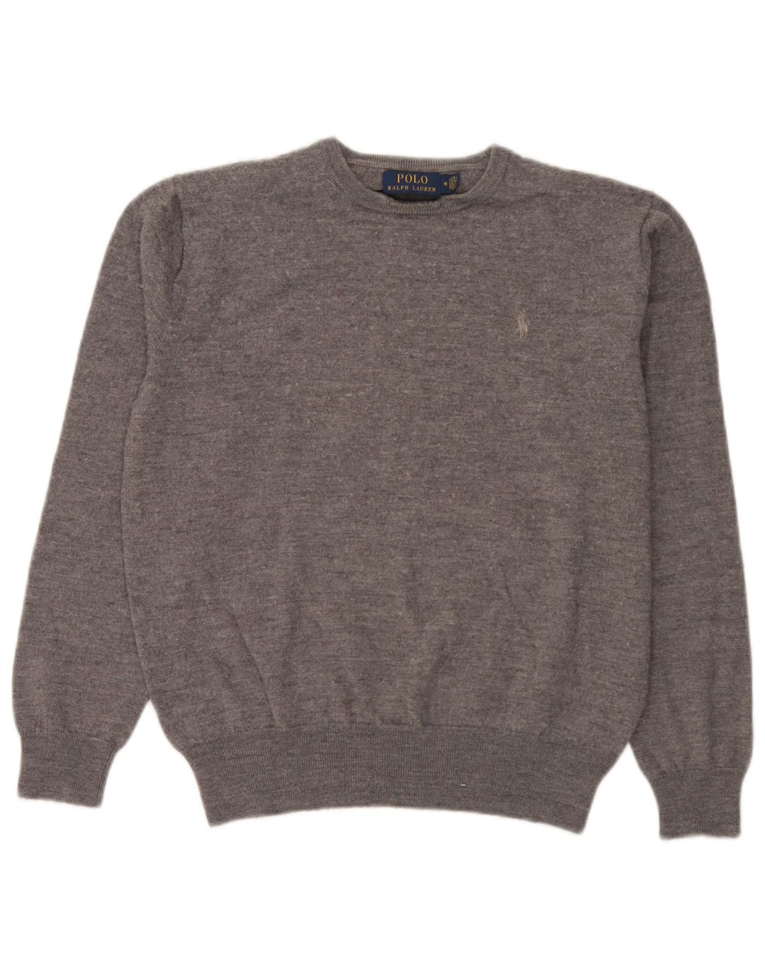 Polo Ralph Lauren Mens Crew Neck Jumper Sweater Medium Grey Wool