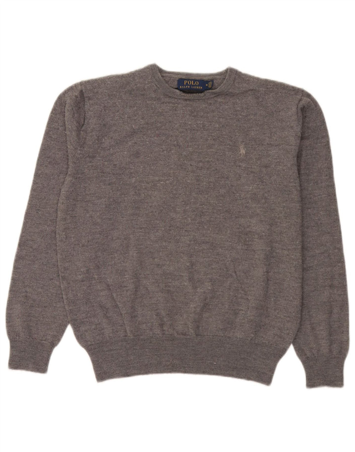 Polo Ralph Lauren Mens Crew Neck Jumper Sweater Medium Grey Wool