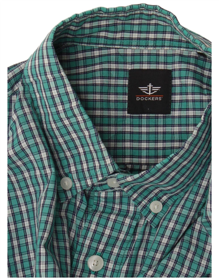 Dockers Mens Flannel Shirt Medium Green Check