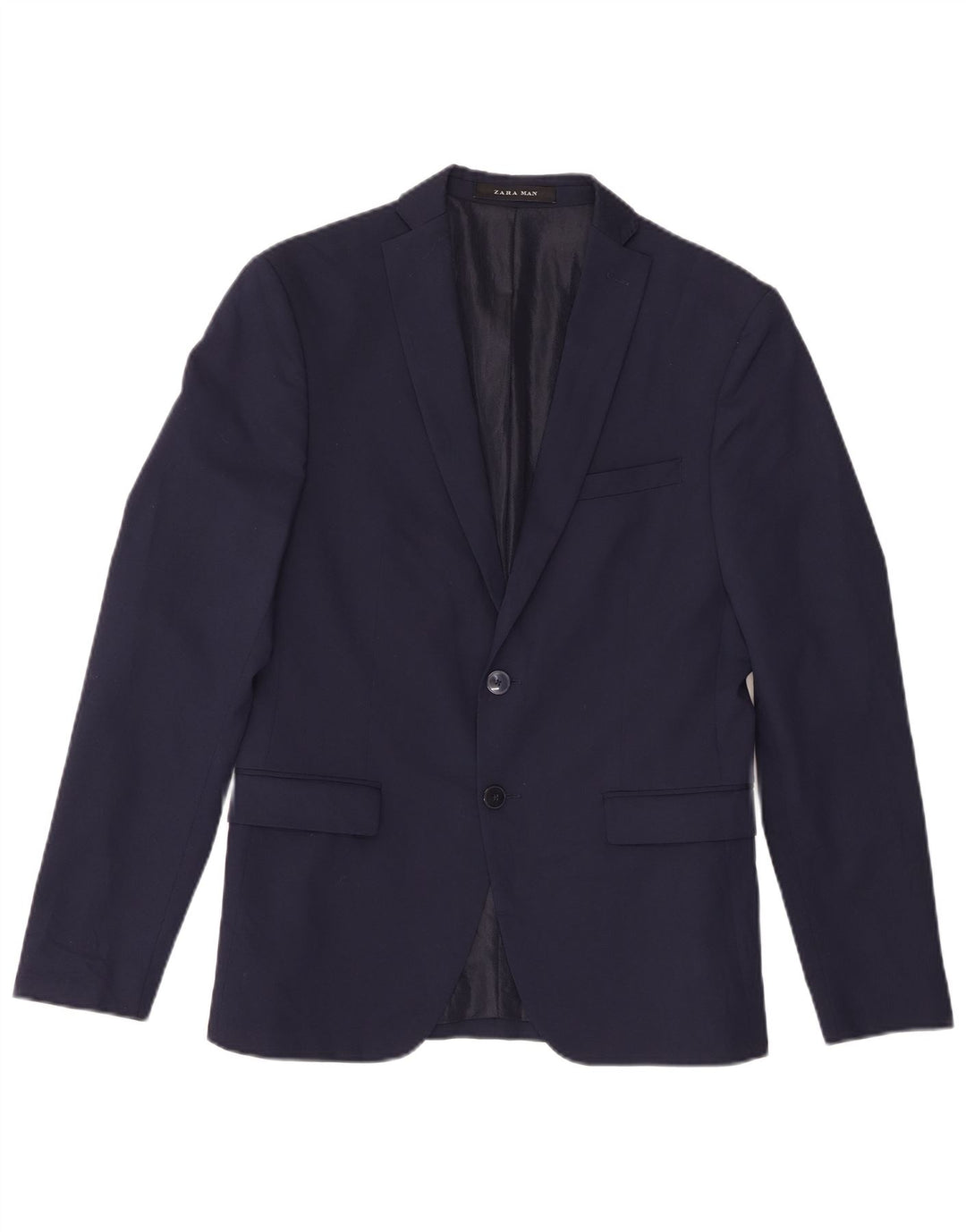 Zara Mens 2 Button Blazer Jacket EU 46 Small Navy Blue