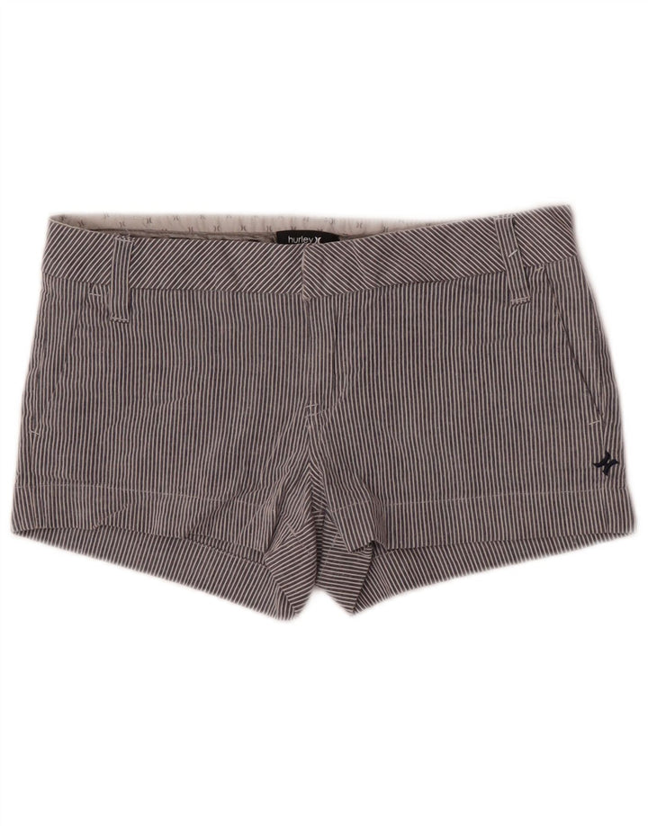 Hurley Womens Hot Pants US 7 Medium W32 Blue Striped Cotton