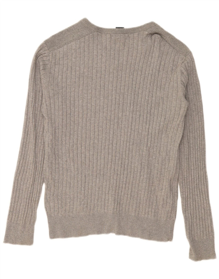 Calvin Klein Mens V-Neck Jumper Sweater Large Grey Cotton