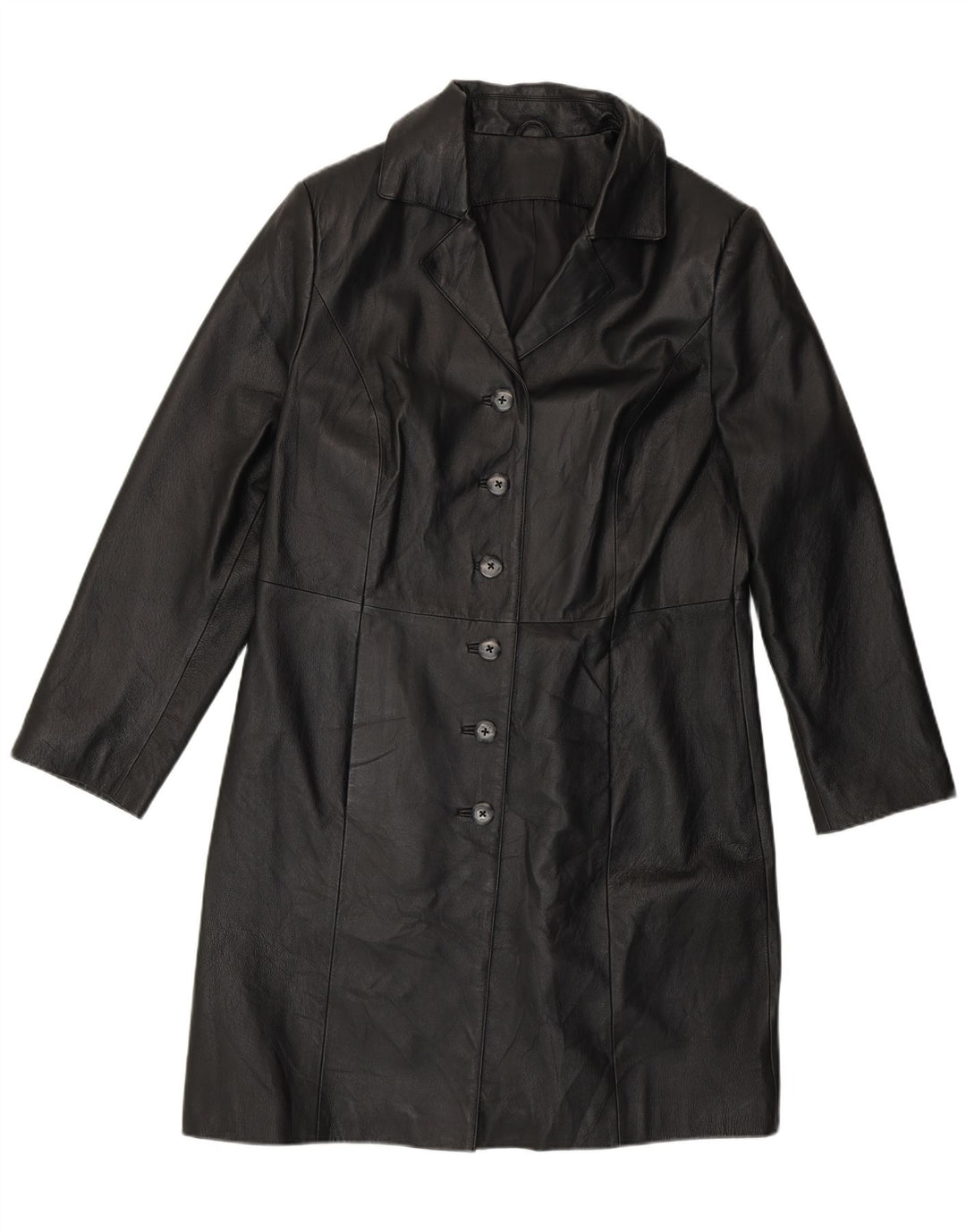 Cappotto in pelle da donna vintage UK 14 grande pelle nera