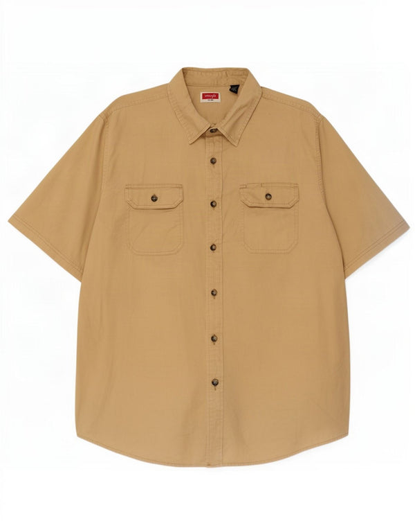 Camicia a maniche corte da uomo Wrangler XL in cotone beige