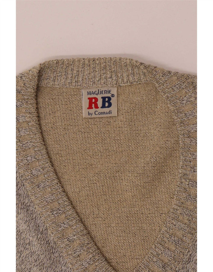 Corradi Herren-Pullover mit V-Ausschnitt, mittelgrau, geometrisch