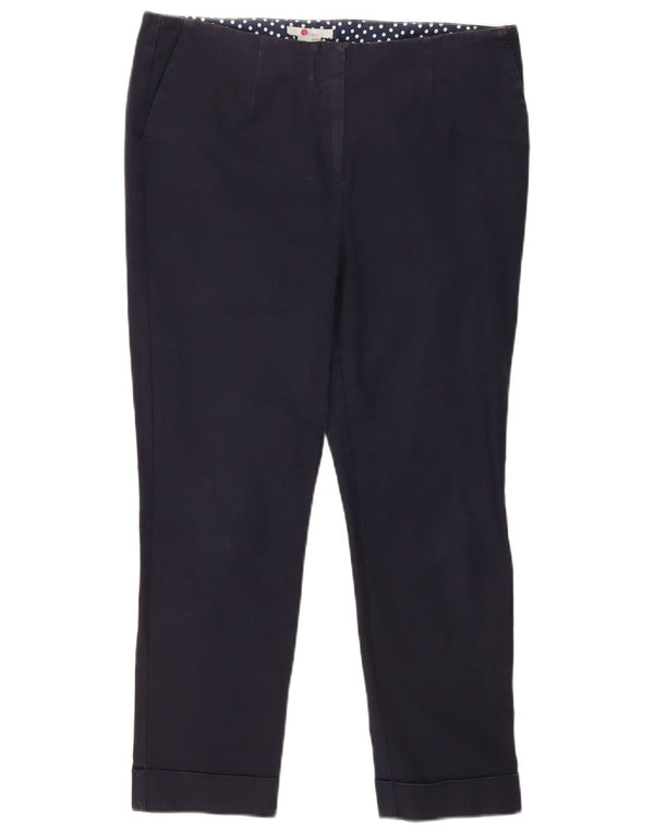 Boden Womens Skinny Cropped Trousers UK 14 Large W34 L25 Navy Blue Cotton