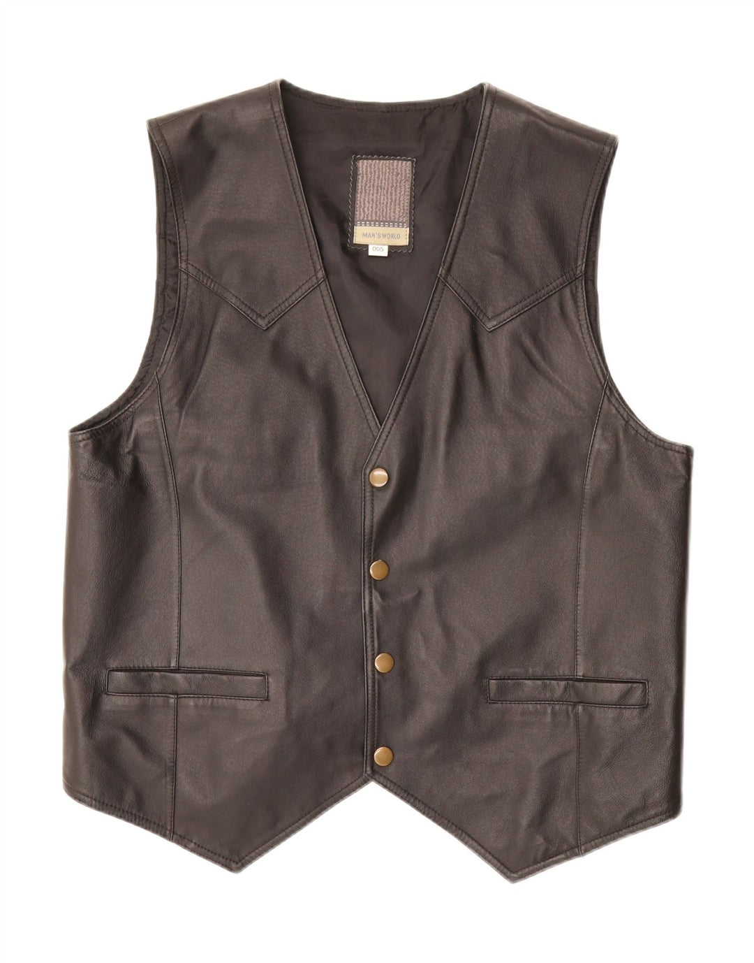 VINTAGE Mens Leather Waistcoat UK 38 Medium Black Leather Vintage Vintage and Second-Hand Vintage from Messina Hembry 