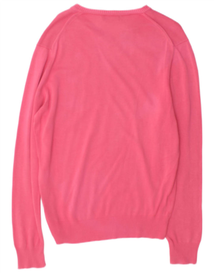 Maglione Zara da uomo con scollo a V in cotone rosa medio