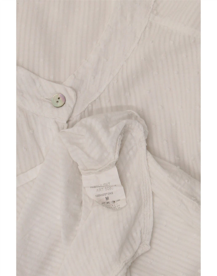 Vintage Womens Shirt UK 14 Medium White Pinstripe Cotton