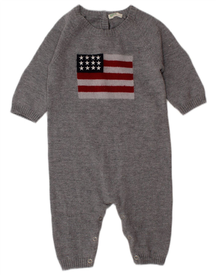 BENETTON Baby Boys Grafisk Jumpsuit 3-6 Måneder Grå