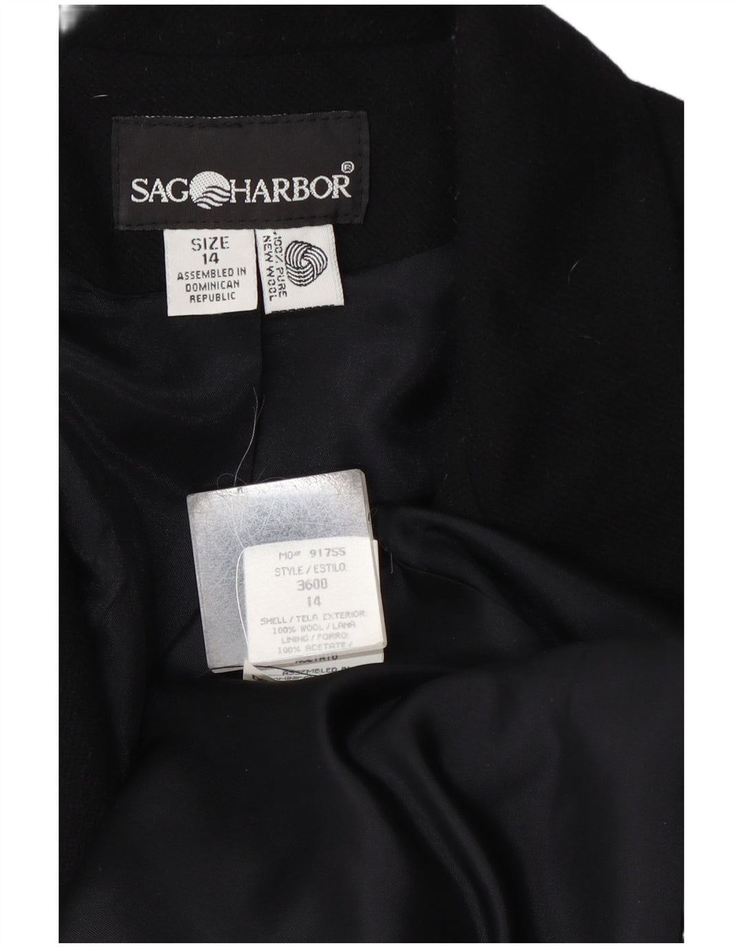 Giacca blazer da donna a 1 bottone Sag Harbour UK 14 grande lana nera