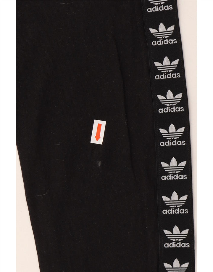 ADIDAS Womens Graphic Leggings UK 14 Medium Black Cotton Vintage Adidas and Second-Hand Adidas from Messina Hembry 