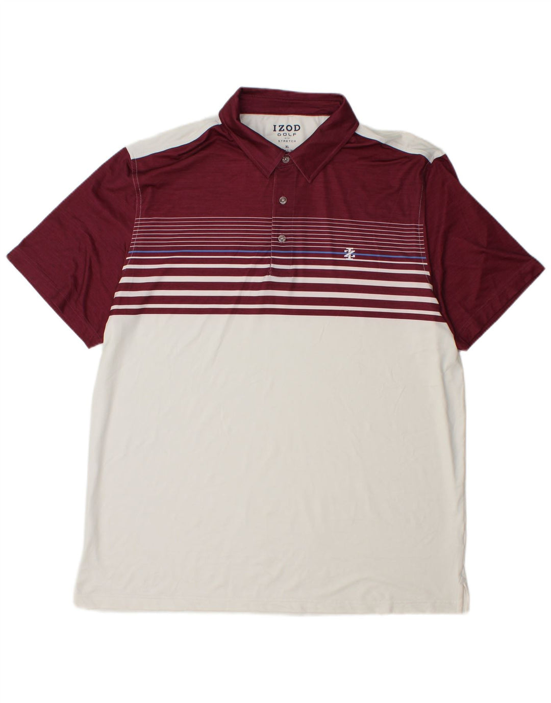 IZOD Mens Polo Shirt XL White Colourblock Polyester