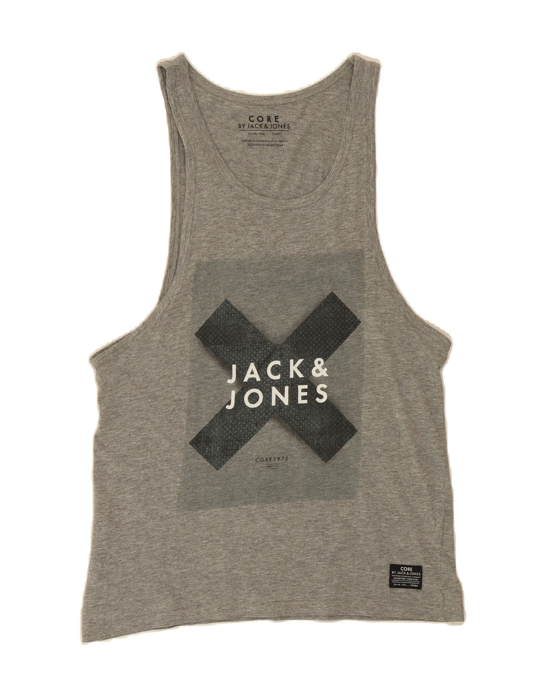 JACK & JONES Mens Graphic Vest Top Medium Grey Cotton Vintage Jack & Jones and Second-Hand Jack & Jones from Messina Hembry 