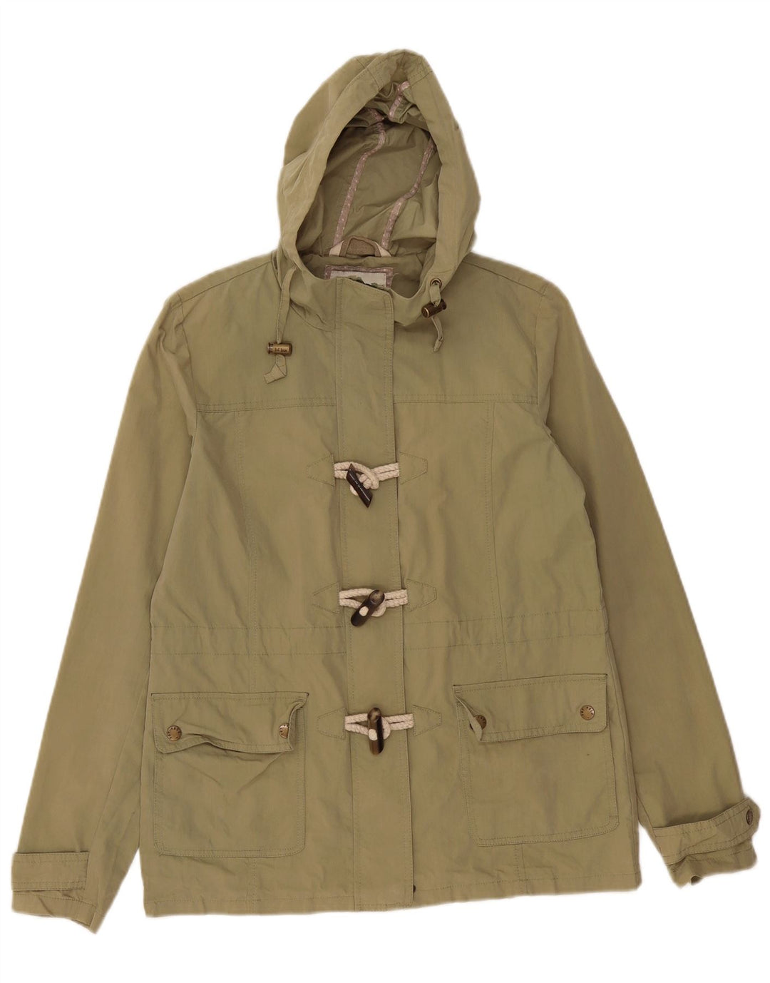 Fat Face Womens Hooded Oversized Utility Jacket UK 10 Small Khaki Cotton