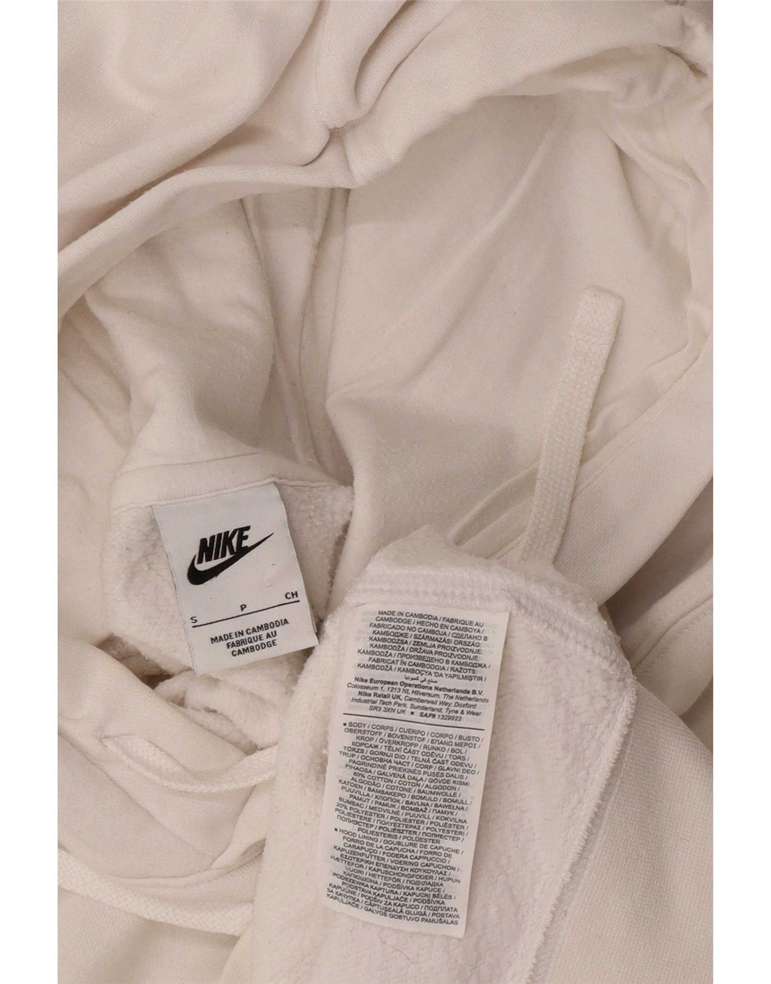 Nike Mens Hoodie Jumper Small White Cotton