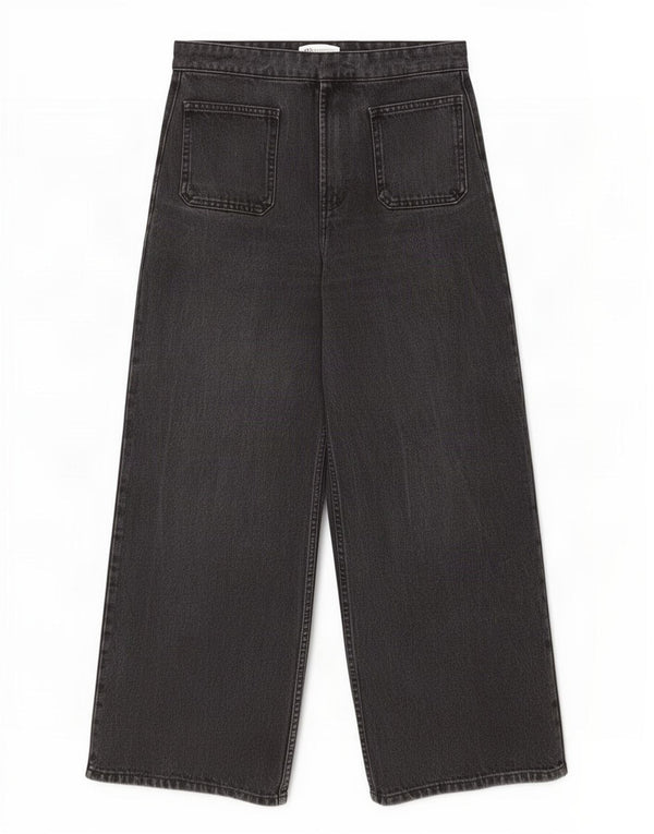 Zara Damen-Jeans mit hoher Taille und weitem Bein, EU 36, XS, W26, L25, Grau