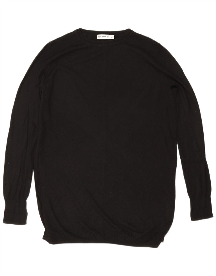Zara Womens Oversized Boat Neck Jumper Sweater UK 10 Small Black