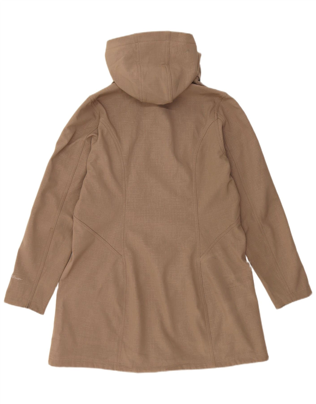 EDDIE BAUER Womens Hooded Windbreaker Coat UK 16 Large Beige Polyester