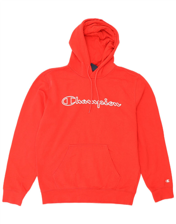 Champion Mens Graphic Hoodie Jumper Medium Red Cotton